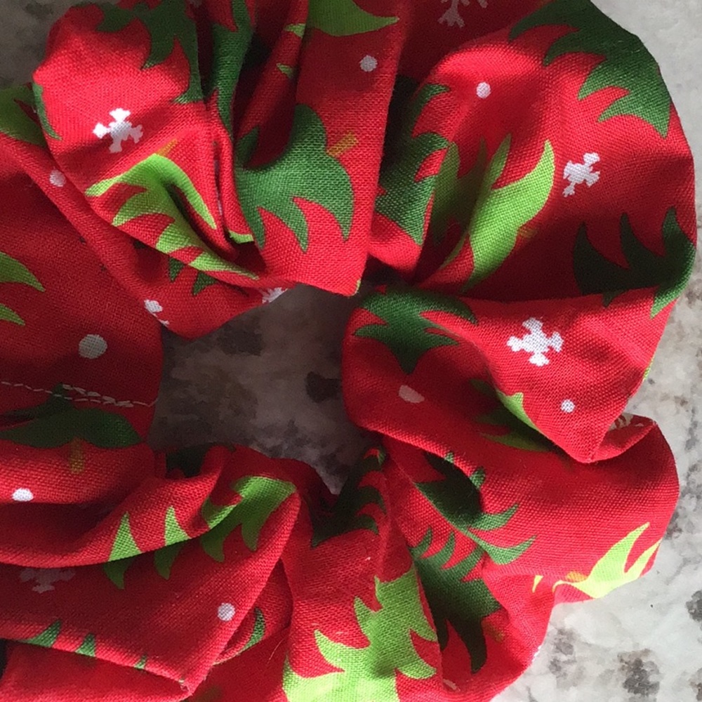 Red green Holiday tree scrunchie stocking stuffer